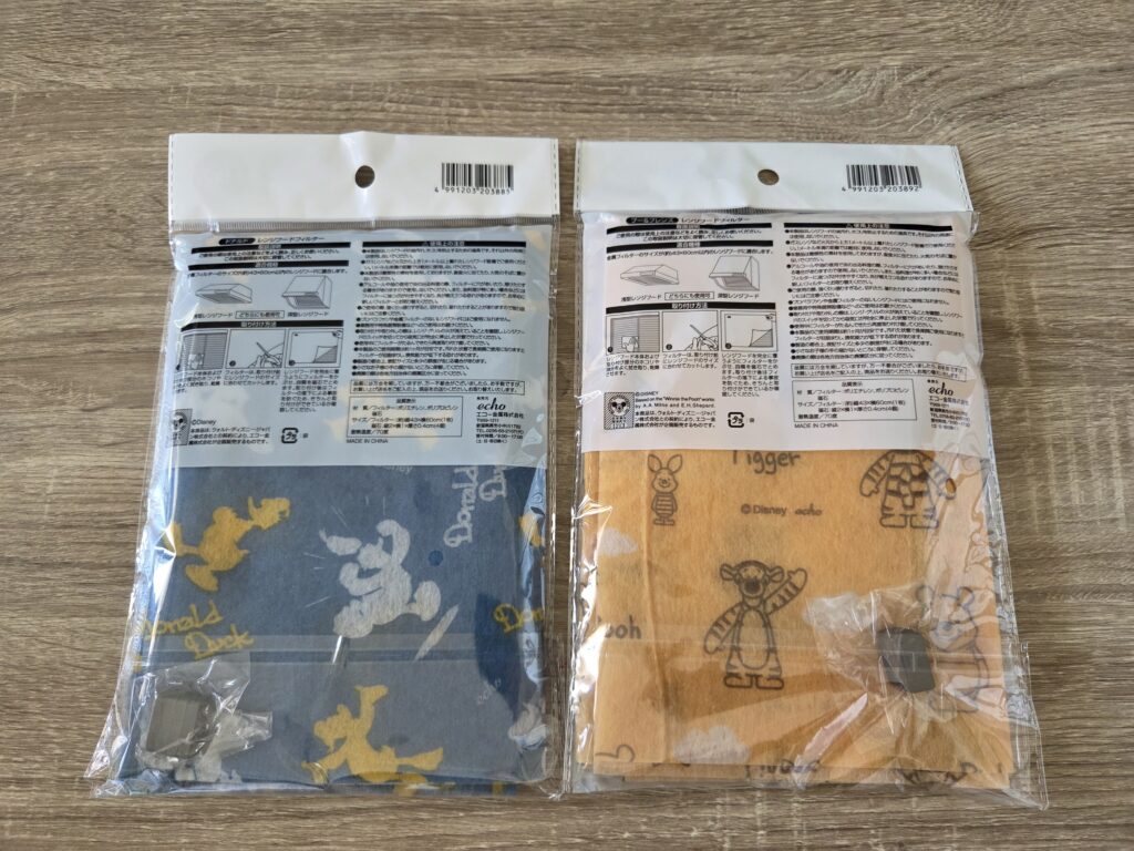 商品パッケージ裏_レンジフードフィルター_ドナルド_プー